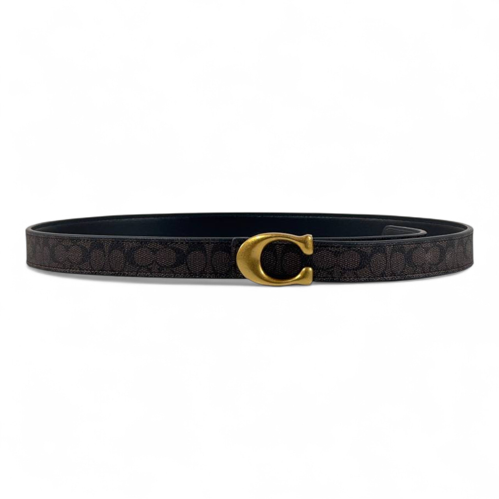 🖤✨ Coach Signature Canvas Belt with Gold “C” Buckle – 110cm 👑💎