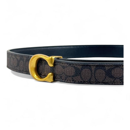 🖤✨ Coach Signature Canvas Belt with Gold “C” Buckle – 110cm 👑💎