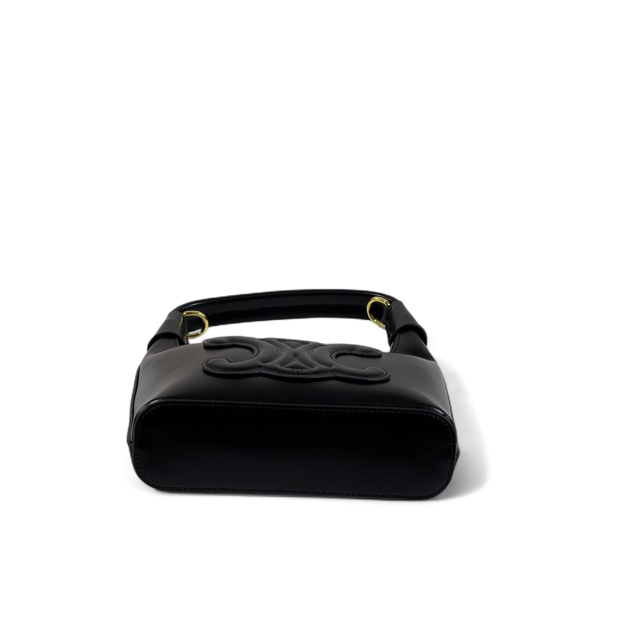 🖤✨ Celine Ava Triomphe Black Leather Shoulder Bag with Embossed Logo 👑💎