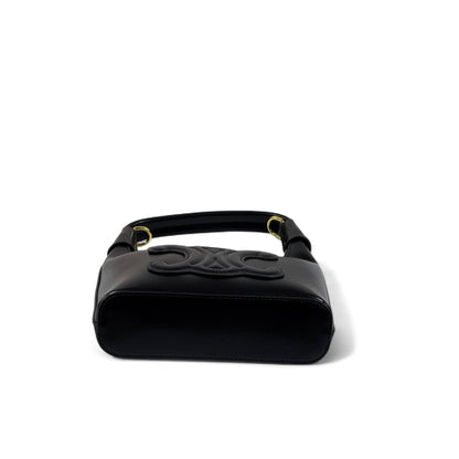 🖤✨ Celine Ava Triomphe Black Leather Shoulder Bag with Embossed Logo 👑💎
