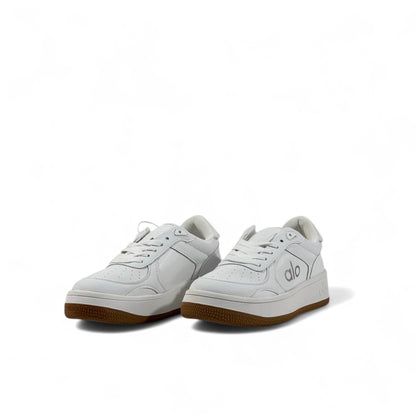 Alo White Leather Sneakers – Unisex with Gum Sole