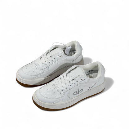 Alo White Leather Sneakers – Unisex with Gum Sole