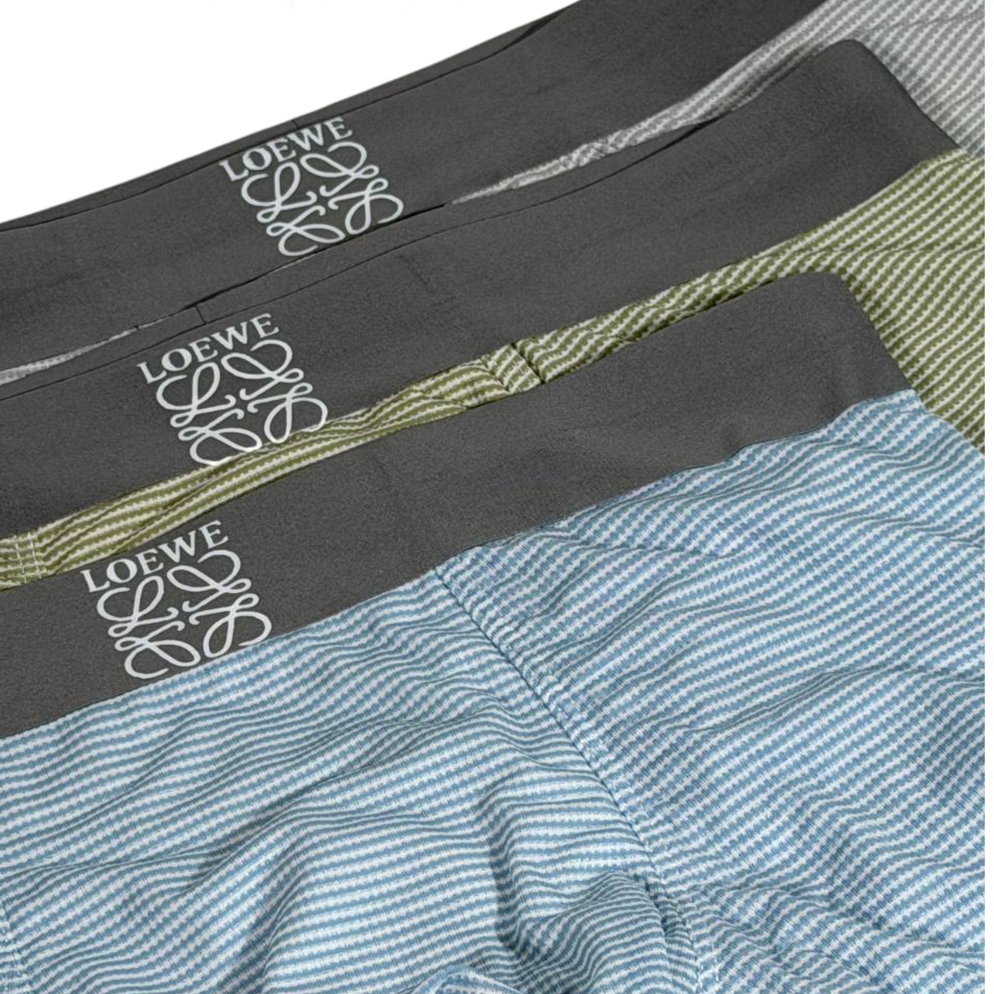 Loewe Inspired Premium Striped Men's Boxer Set – 3 Elegant Pieces