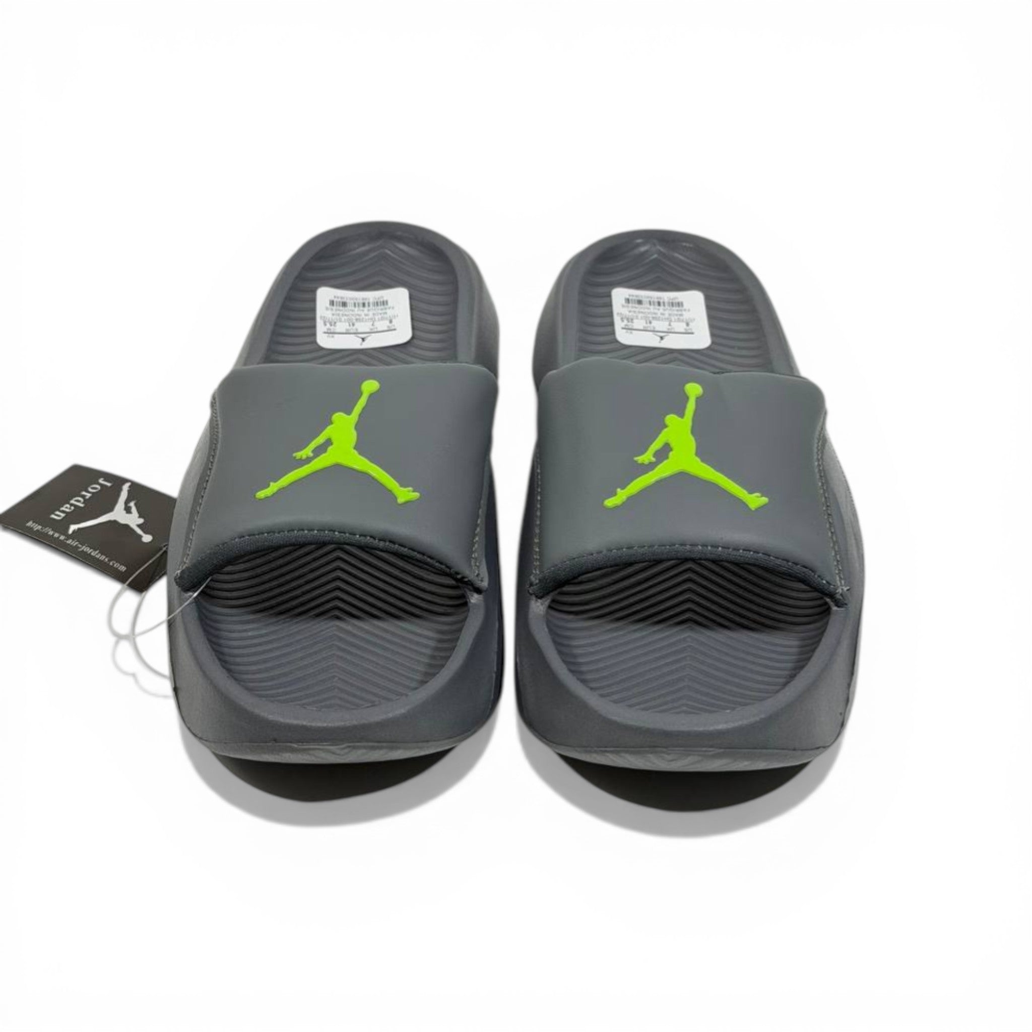 ⚫🟢 Air Jordan Neon Slides – Grey & Lime Sport Edition