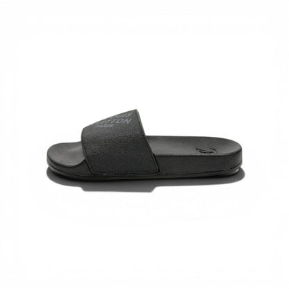 🖤✨ LV Inspired Slides – Black Luxury Minimal Edition