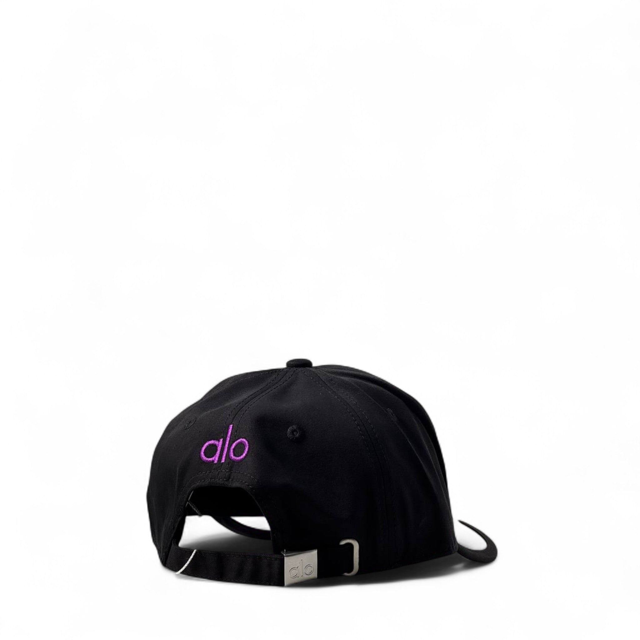 Alo Yoga Black Cap with Purple Logo & Glossy Brim 🖤💜✨