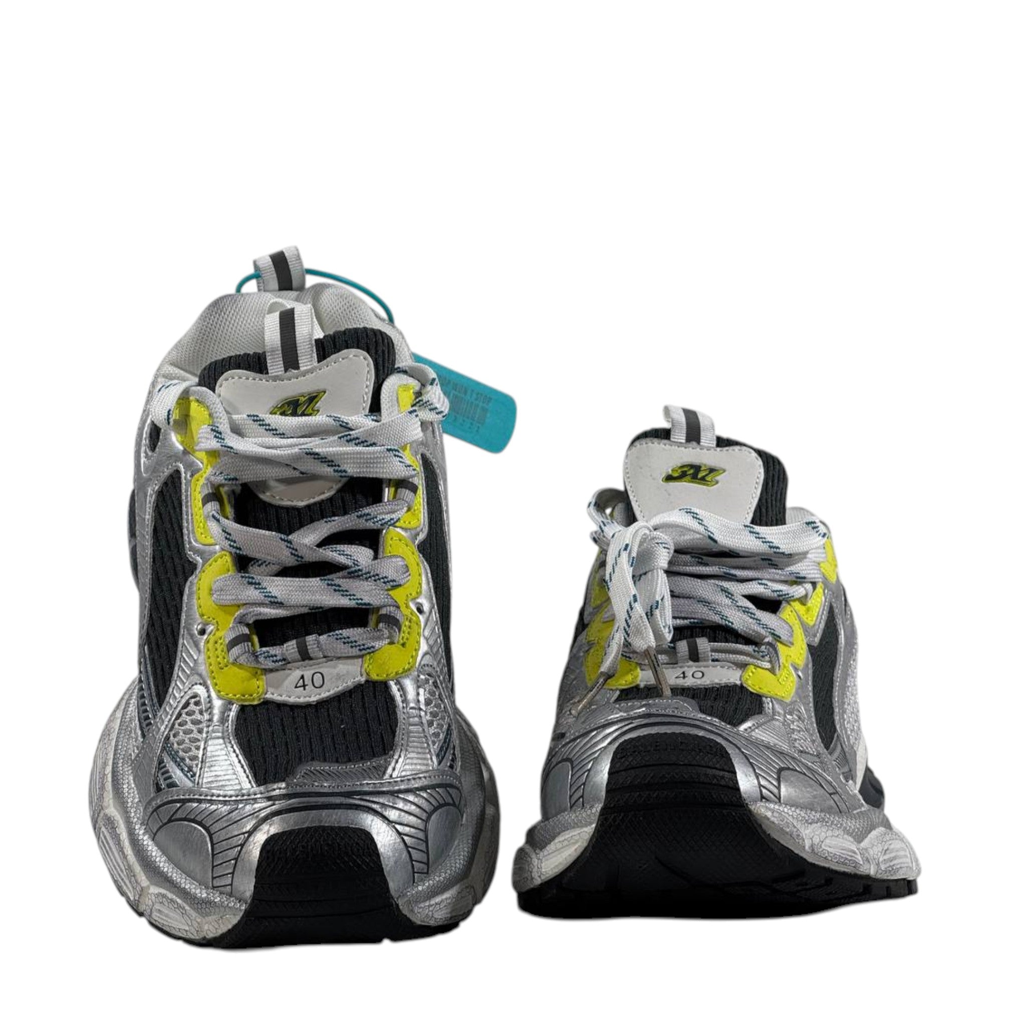 🔥 Balenciaga 3XL Sneakers – Silver/Black with Neon Yellow Accents 👟⚡