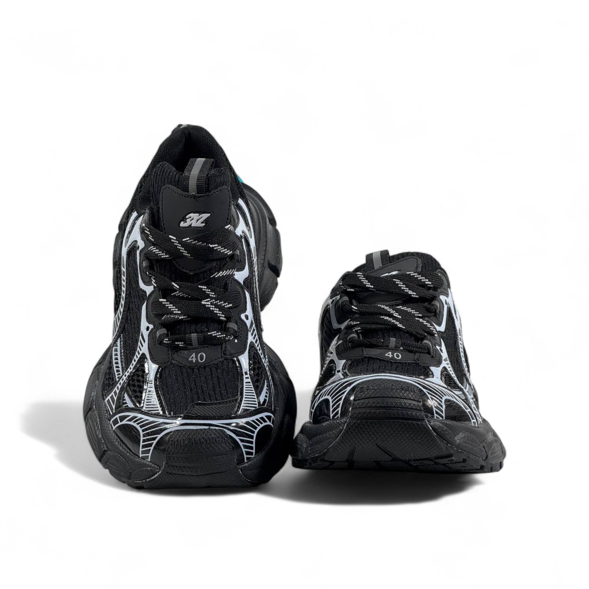 🔥 Balenciaga 3XL Sneakers – Black Reflective Mesh Chunky Trainers 👟