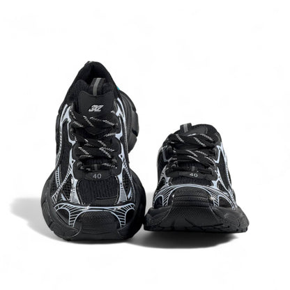 🔥 Balenciaga 3XL Sneakers – Black Reflective Mesh Chunky Trainers 👟