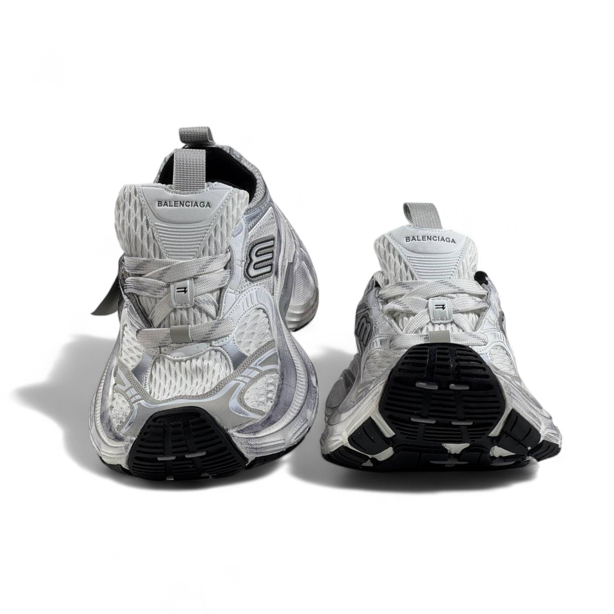 🔥 Balenciaga 10XL Sneakers – White Silver Oversized Chunky Trainers 👟⚡