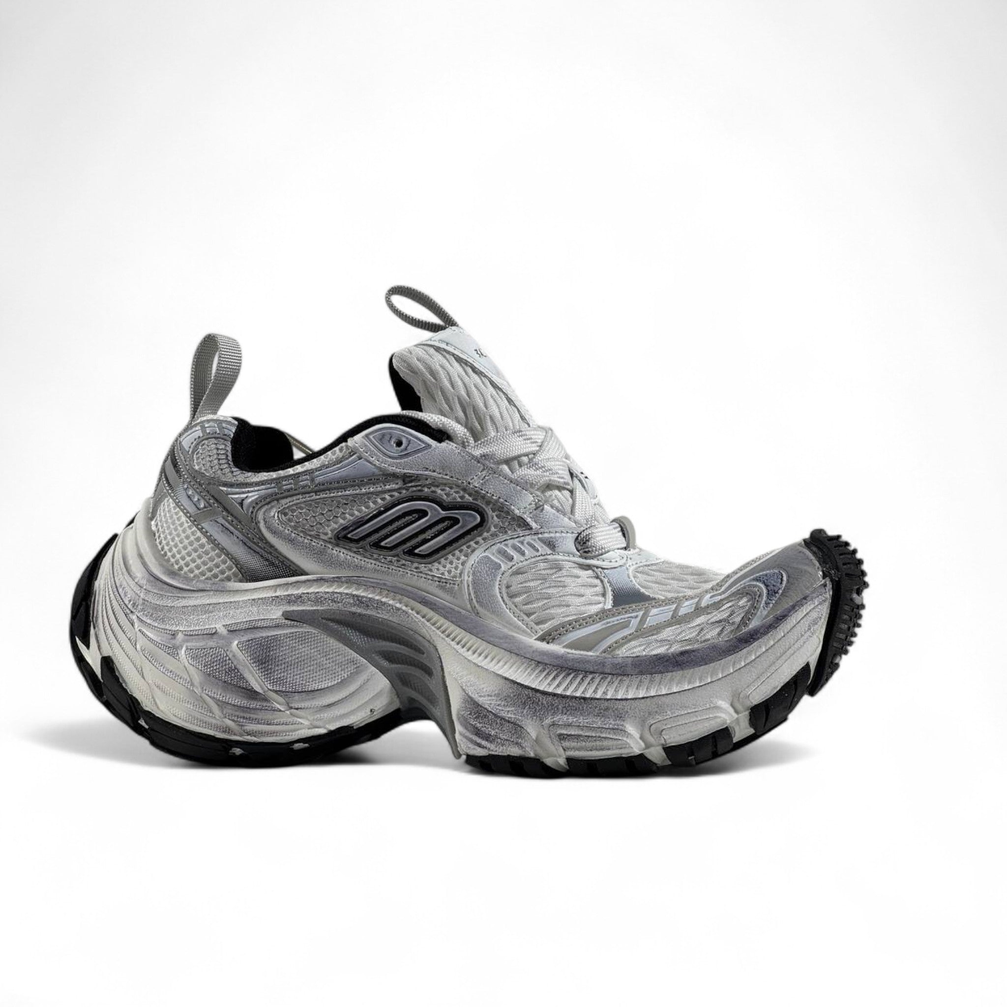 🔥 Balenciaga 10XL Sneakers – White Silver Oversized Chunky Trainers 👟⚡