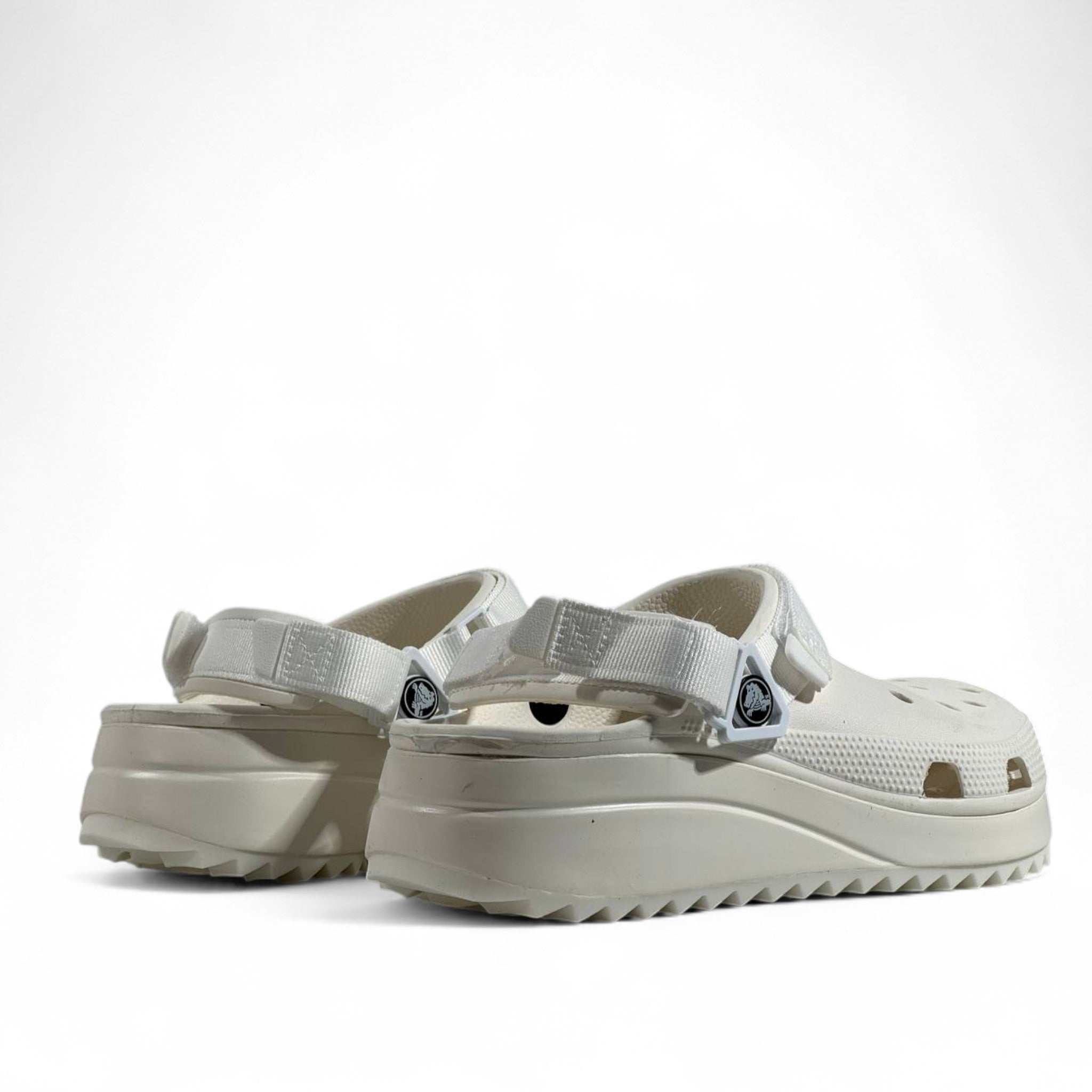White Platform Crocs with Adjustable Strap – Bold Comfort