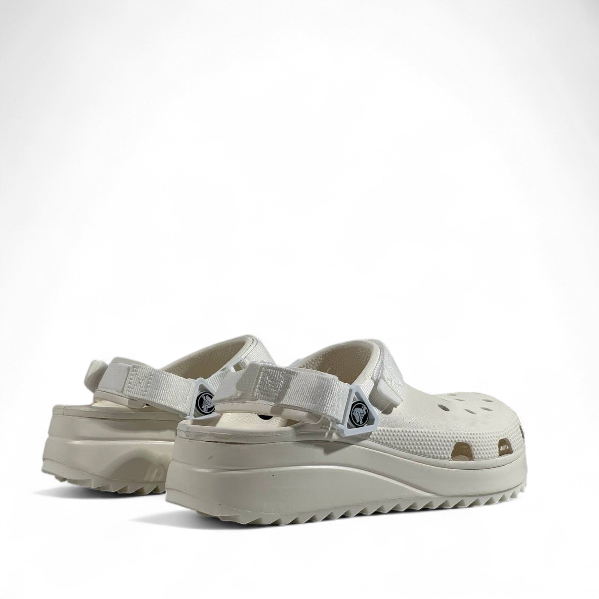 White Platform Crocs with Adjustable Strap – Bold Comfort