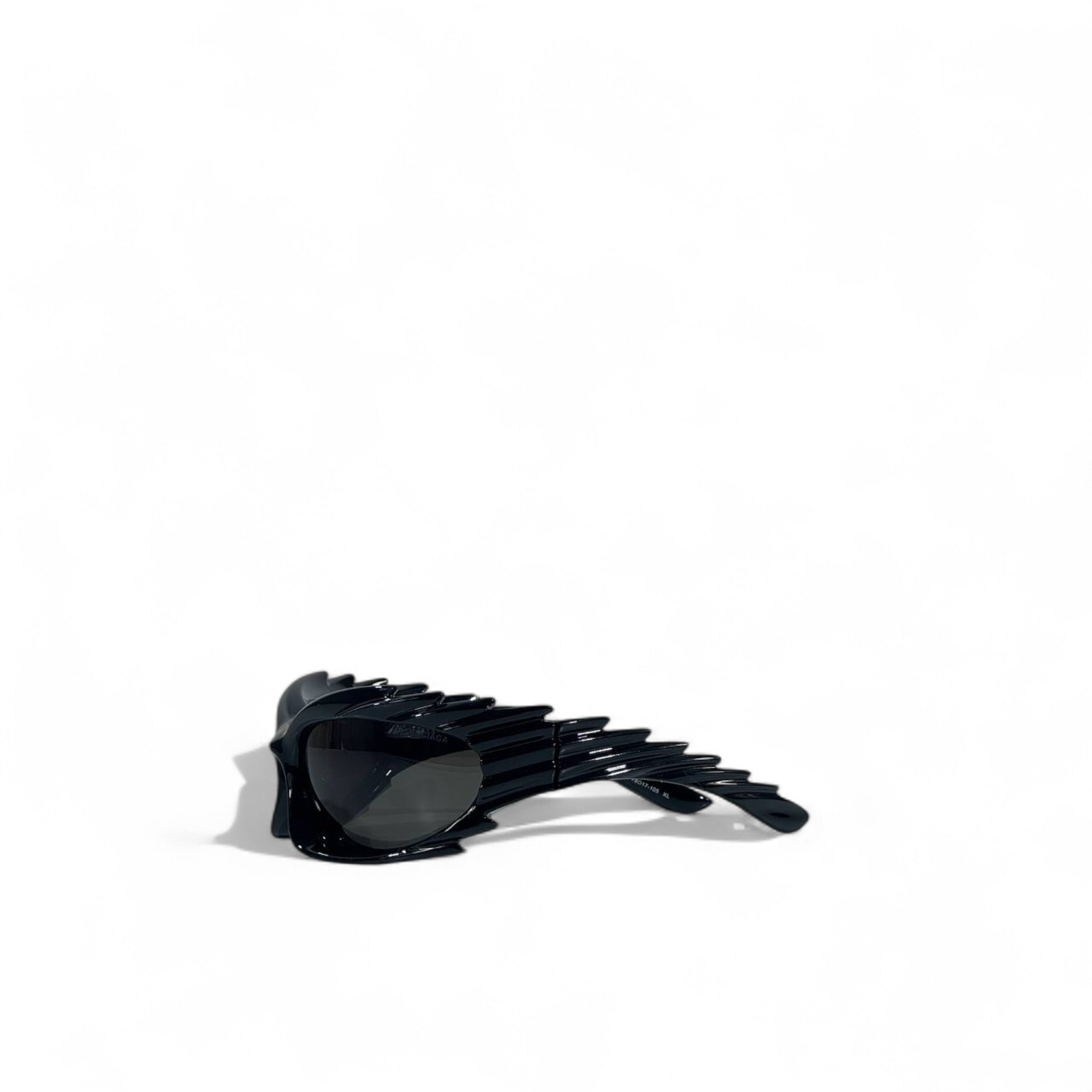🖤 Balenciaga Futuristic Winged Sunglasses – Glossy Black 🕶️✨