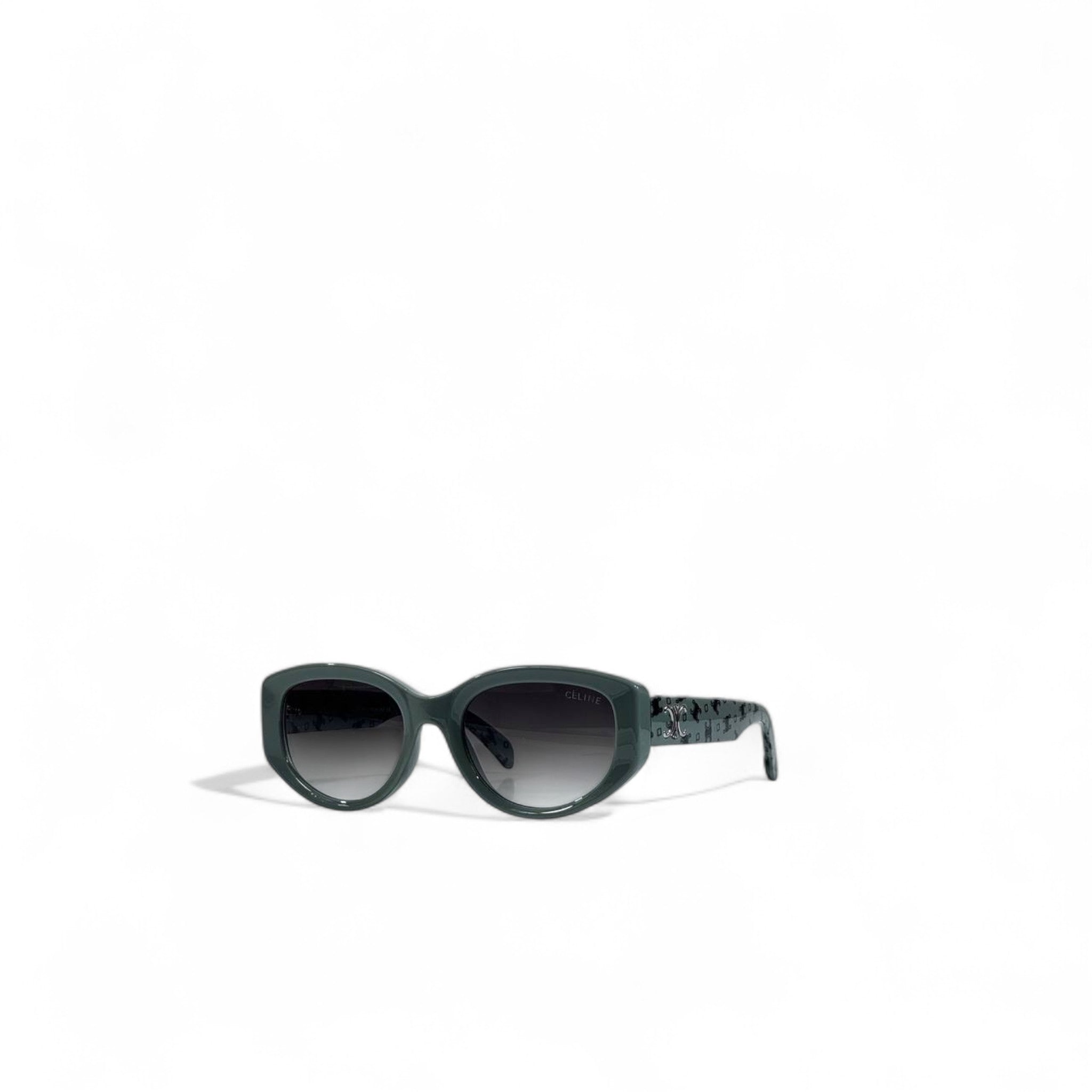 💚 Céline Oval Sunglasses – Dark Green Gradient Luxury 🕶️✨