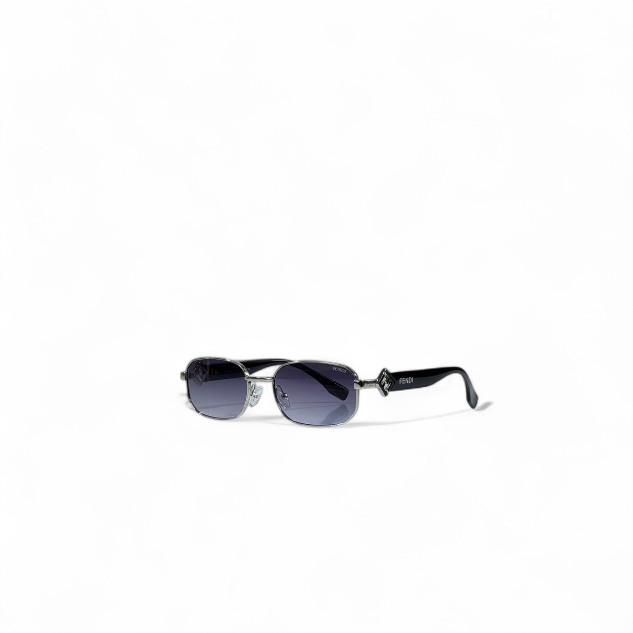 🖤 Fendi Rectangular Sunglasses – Silver & Black Luxury 🕶️✨