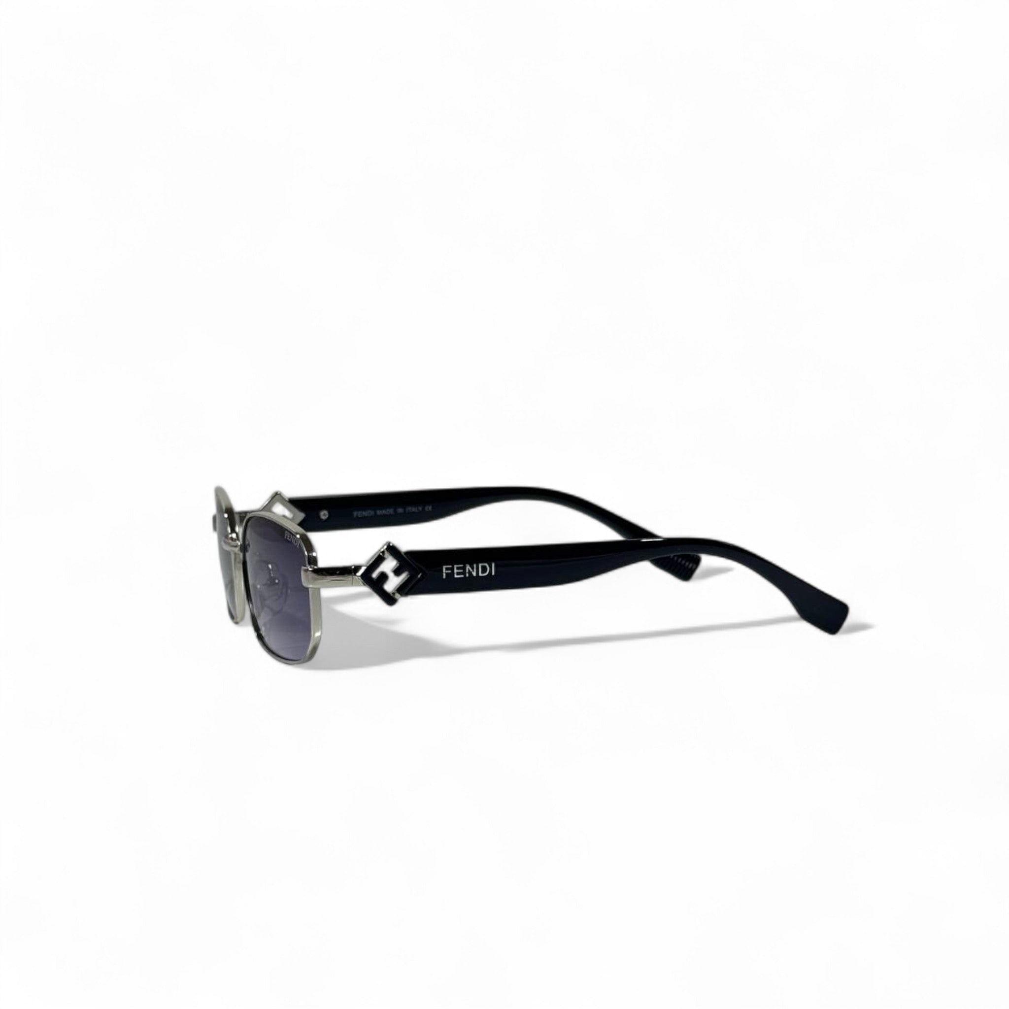 🖤 Fendi Rectangular Sunglasses – Silver & Black Luxury 🕶️✨