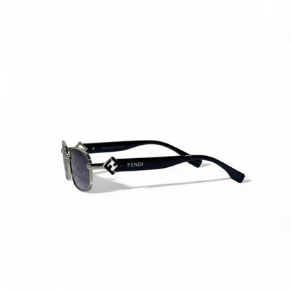 🖤 Fendi Rectangular Sunglasses – Silver & Black Luxury 🕶️✨