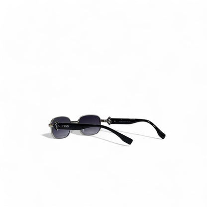 🖤 Fendi Rectangular Sunglasses – Silver & Black Luxury 🕶️✨