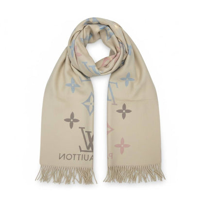 🧣 Louis Vuitton Gradient Monogram Scarf – Soft Pastel Luxury