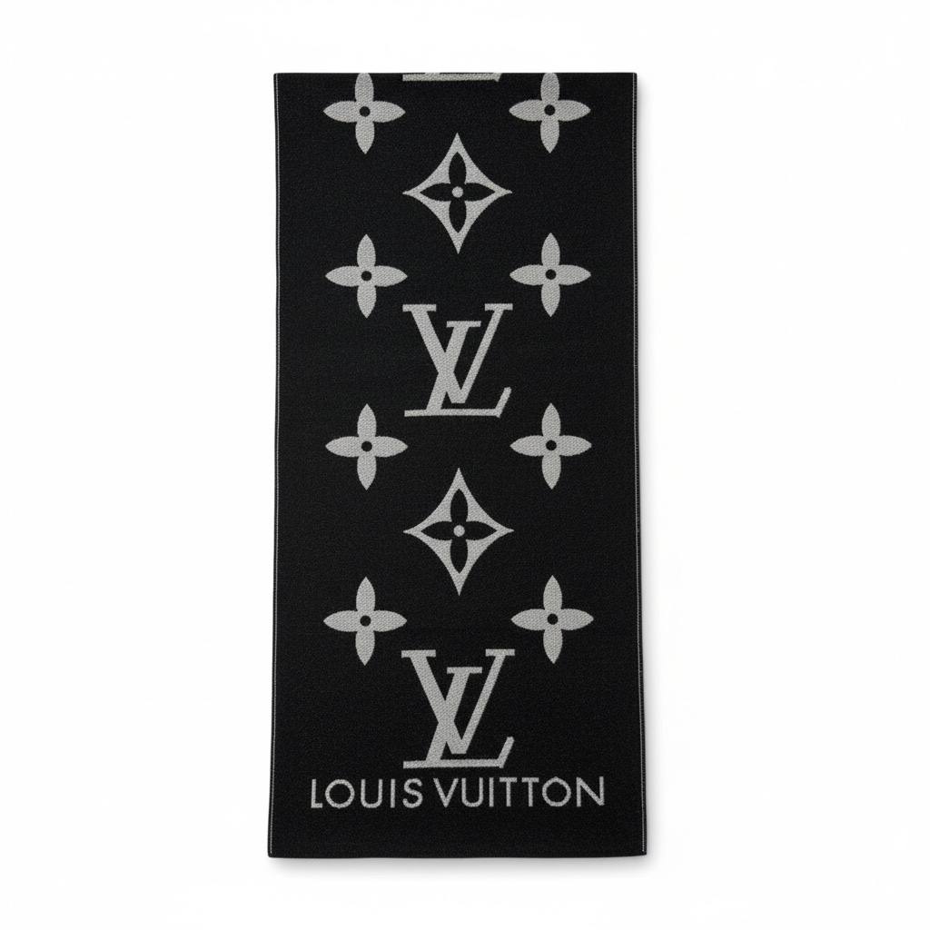 🧣 Louis Vuitton Black Monogram Scarf – Iconic Timeless Luxury