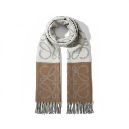 🧣 Loewe Anagram Two-Tone Scarf – Timeless Neutral Luxury