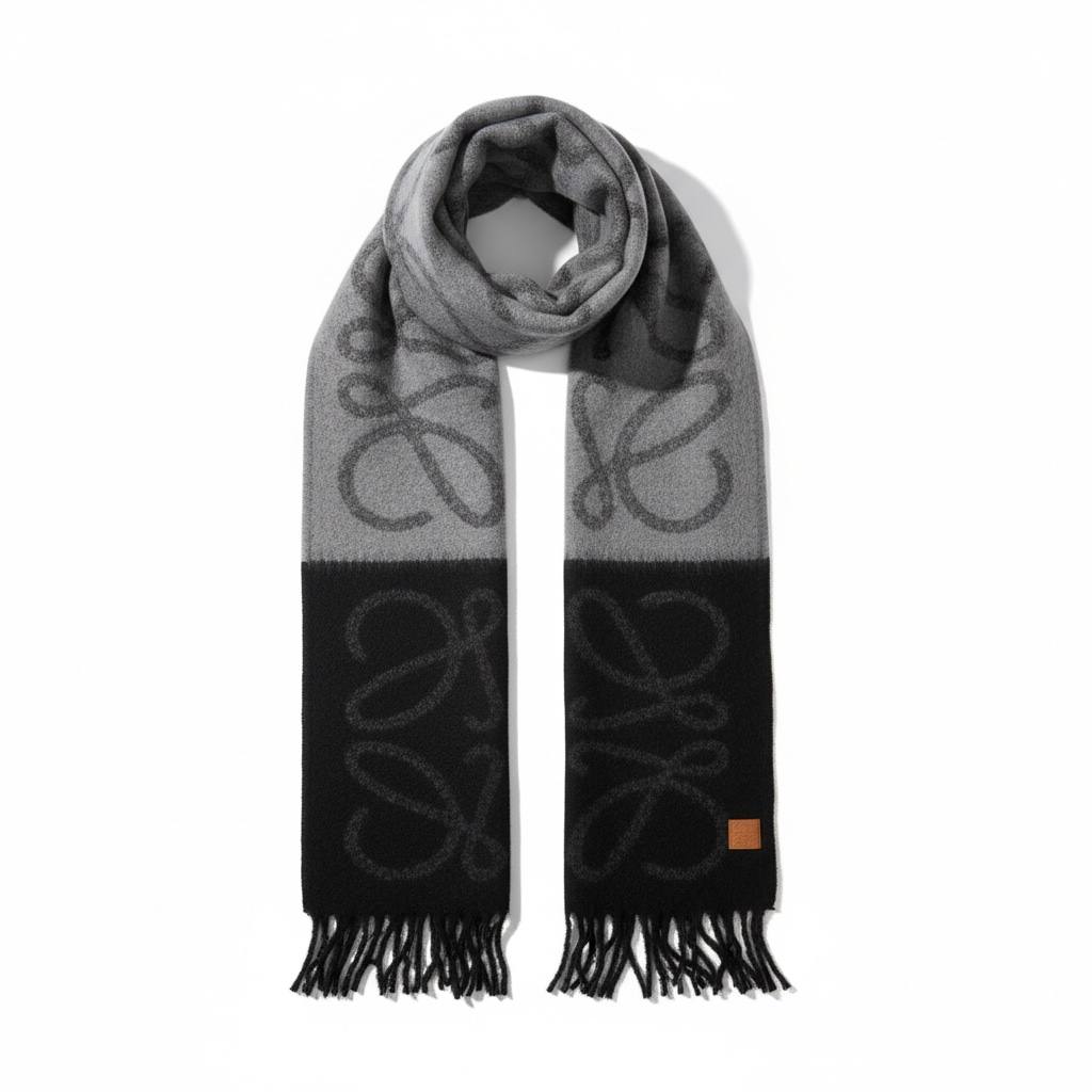 🧣 Loewe Anagram Gradient Scarf – Modern Monochrome Elegance