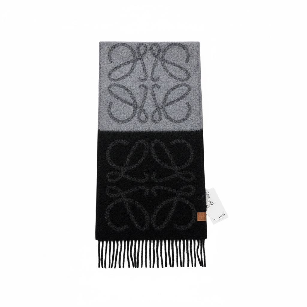 🧣 Loewe Anagram Gradient Scarf – Modern Monochrome Elegance