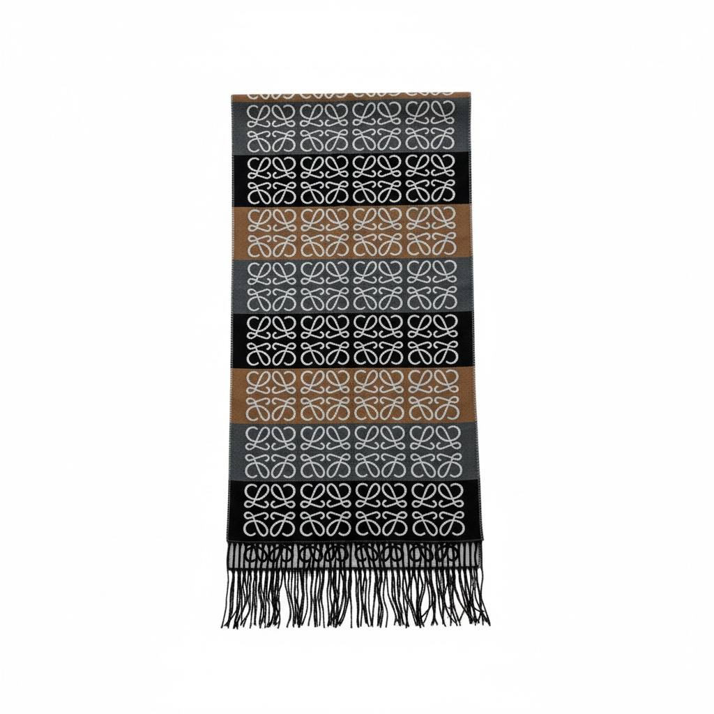 🧣 Loewe Anagram Colorblock Scarf – Bold Neutral Luxury
