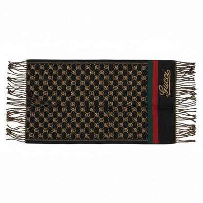 Gucci GG Supreme Monogram Scarf – Black Iconic Luxury 🖤✨
