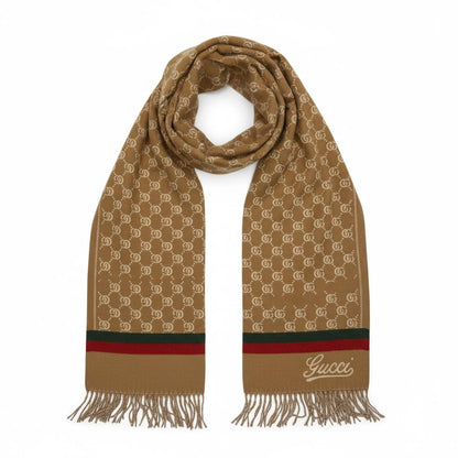Gucci GG Monogram Scarf – Camel Signature Elegance 🤎✨