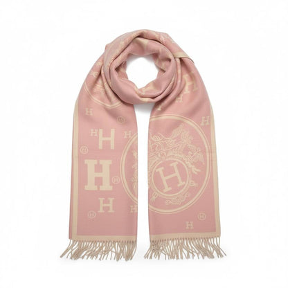 Hermès Iconic H Monogram Scarf – Blush Pink Parisian Luxury 🌸✨
