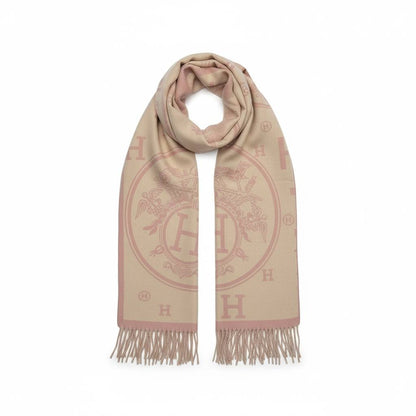 Hermès Iconic H Monogram Scarf – Blush Pink Parisian Luxury 🌸✨