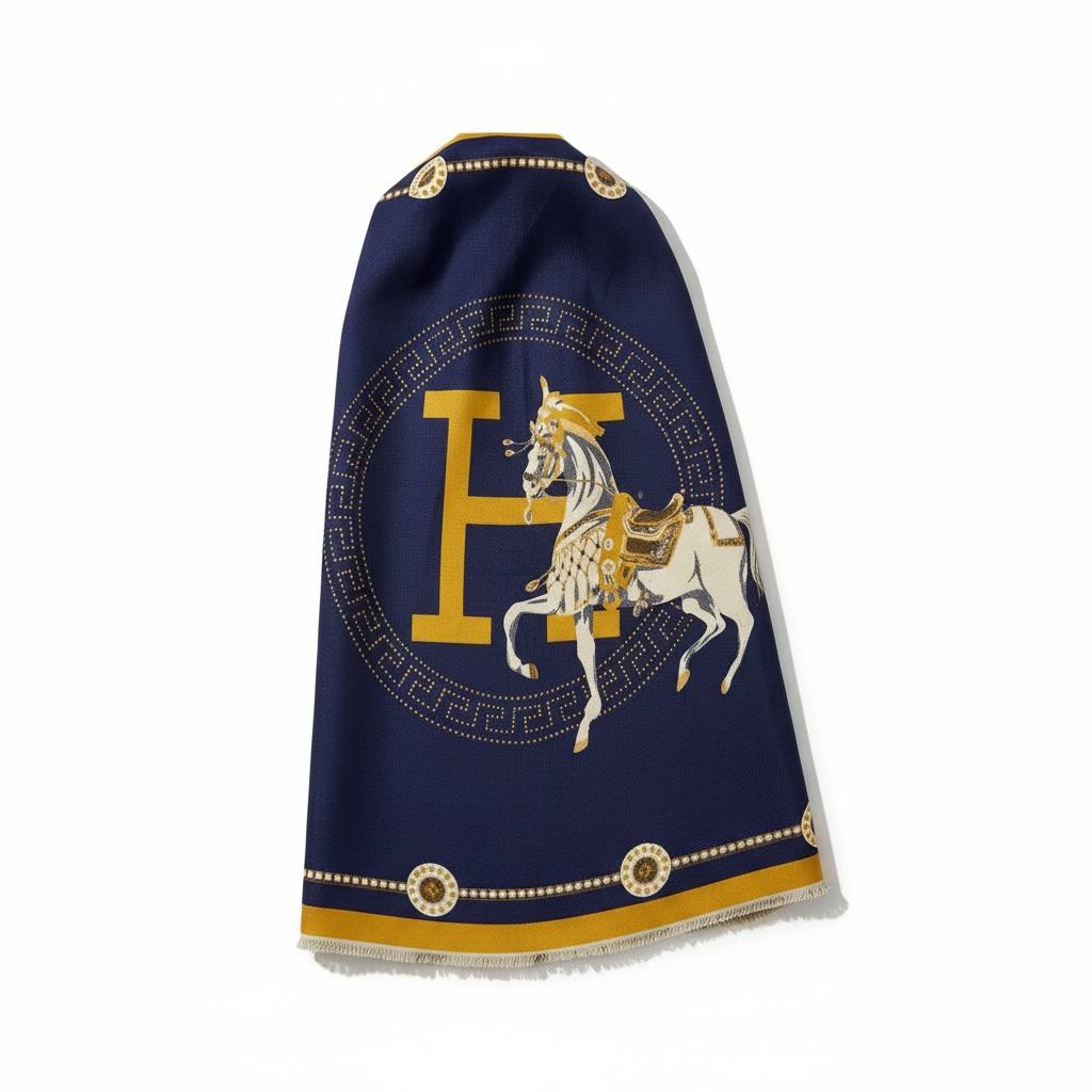 Hermès Cavalier Silk Scarf – Navy & Gold Iconic Elegance 🐎✨