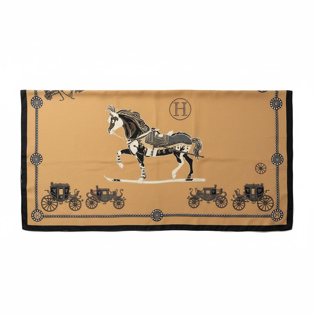 Hermès Equestrian Heritage Scarf – Camel Classic Luxury 🤎✨