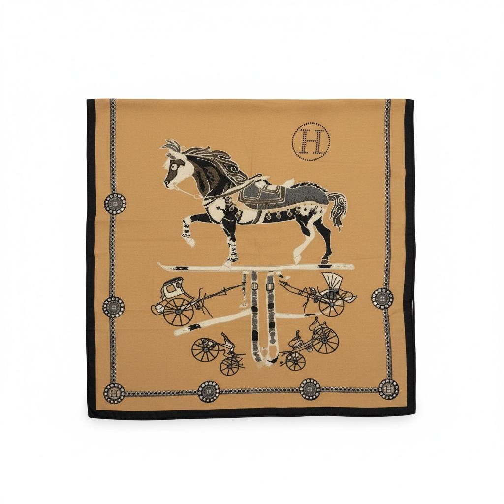 Hermès Equestrian Heritage Scarf – Camel Classic Luxury 🤎✨