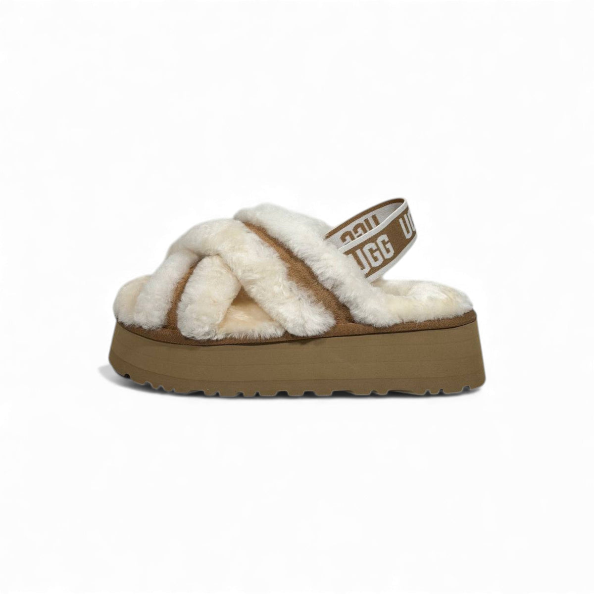 UGG Fluff Cross Platform Slippers – Cream Cloud Comfort 🤍✨