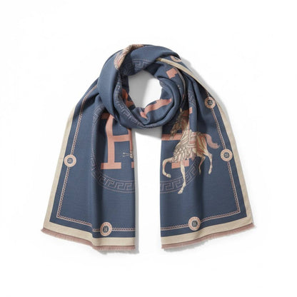 Hermès Signature Horse Scarf – Dusty Blue & Blush Edition 🤍🐎
