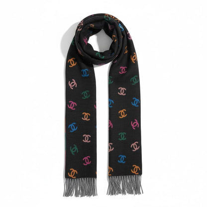 🖤 Chanel Double Face Logo Scarf – Luxury Reversible Statement Piece