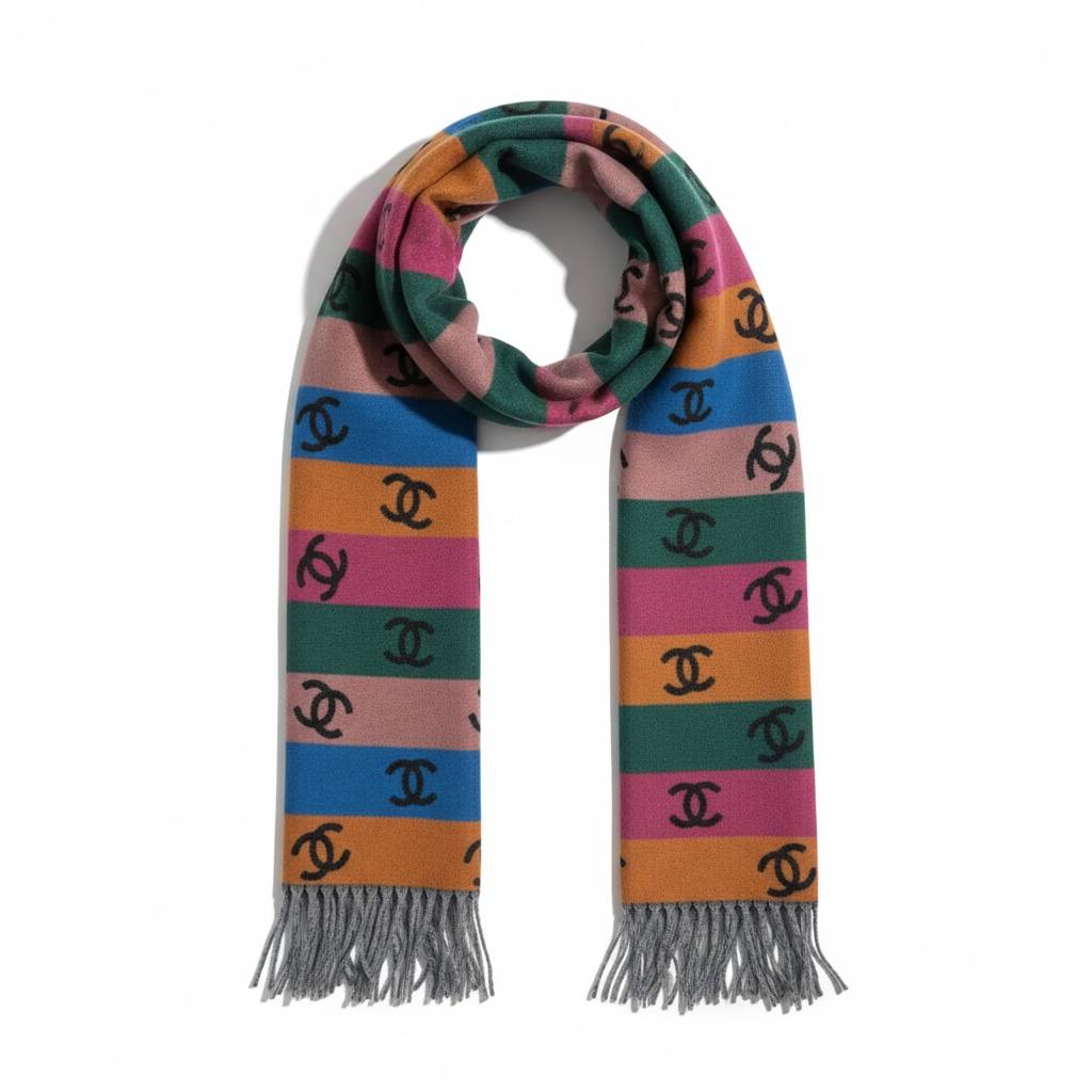🖤 Chanel Double Face Logo Scarf – Luxury Reversible Statement Piece