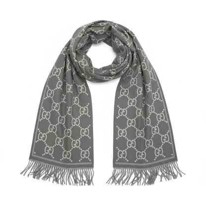 🧣 Gucci GG Monogram Scarf ✨ | Classic Grey Luxury