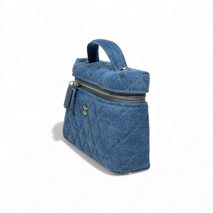 💙 Chanel Denim Quilted Vanity Case 🧵✨ | Modern Iconic Style