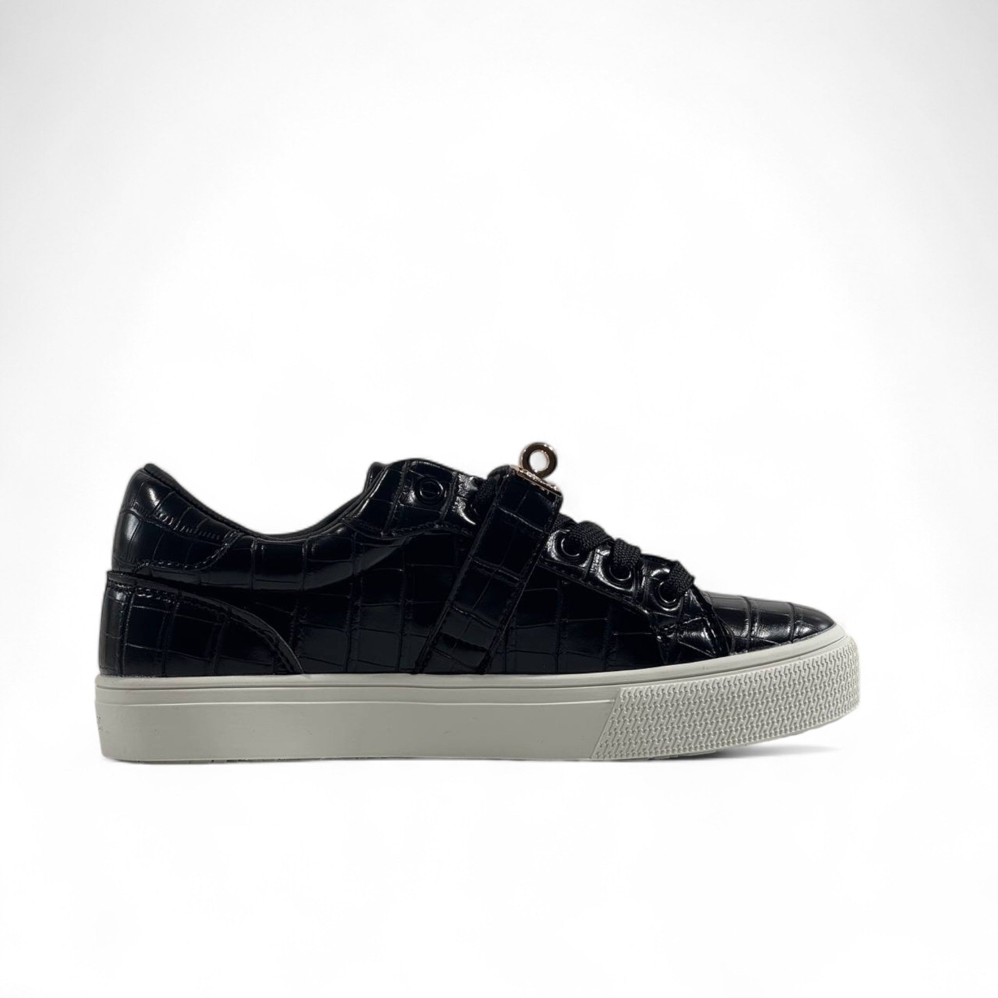 Hermès Black Croc-Embossed Luxury Sneakers with Gold Hardware