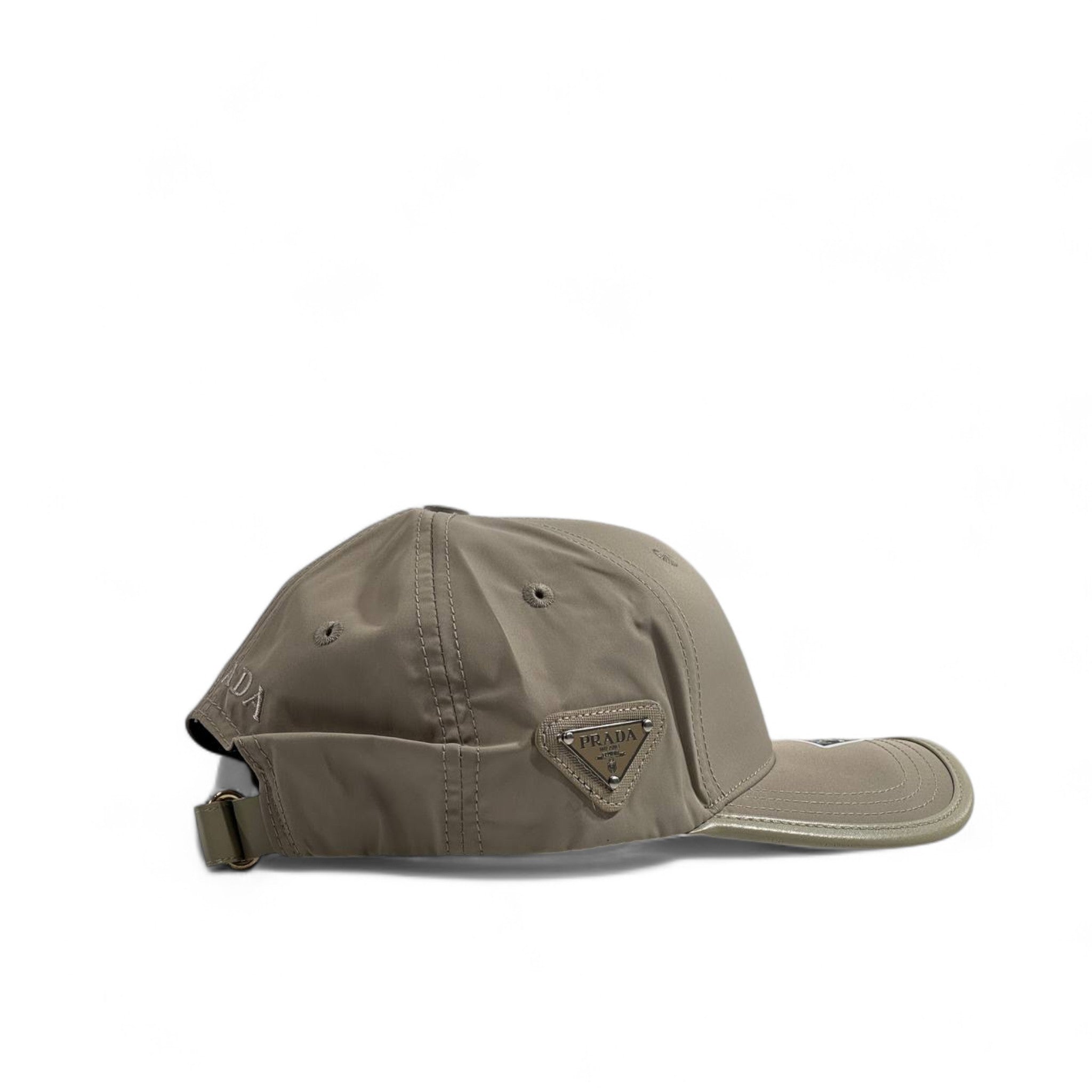Prada Taupe Luxury Cap – Nylon with Signature Triangle Logo 🧢✨