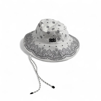 Miu Miu Paisley Bandana Bucket Hat – White & Black 🖤🤍