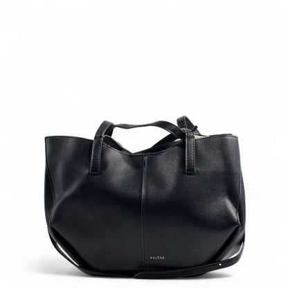 Polène Paris Leather Tote Bag with Matching Pouch – Black 🖤
