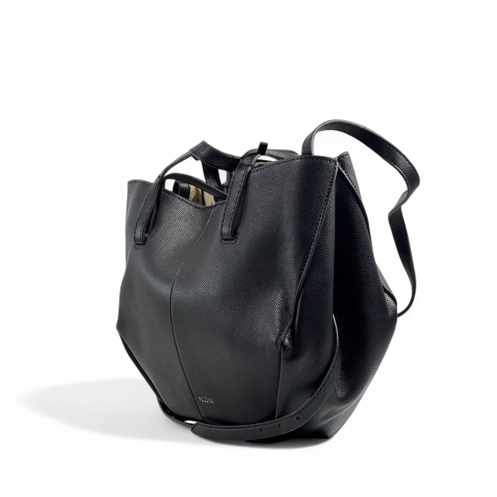 Polène Paris Leather Tote Bag with Matching Pouch – Black 🖤