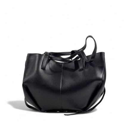 Polène Paris Leather Tote Bag with Matching Pouch – Black 🖤