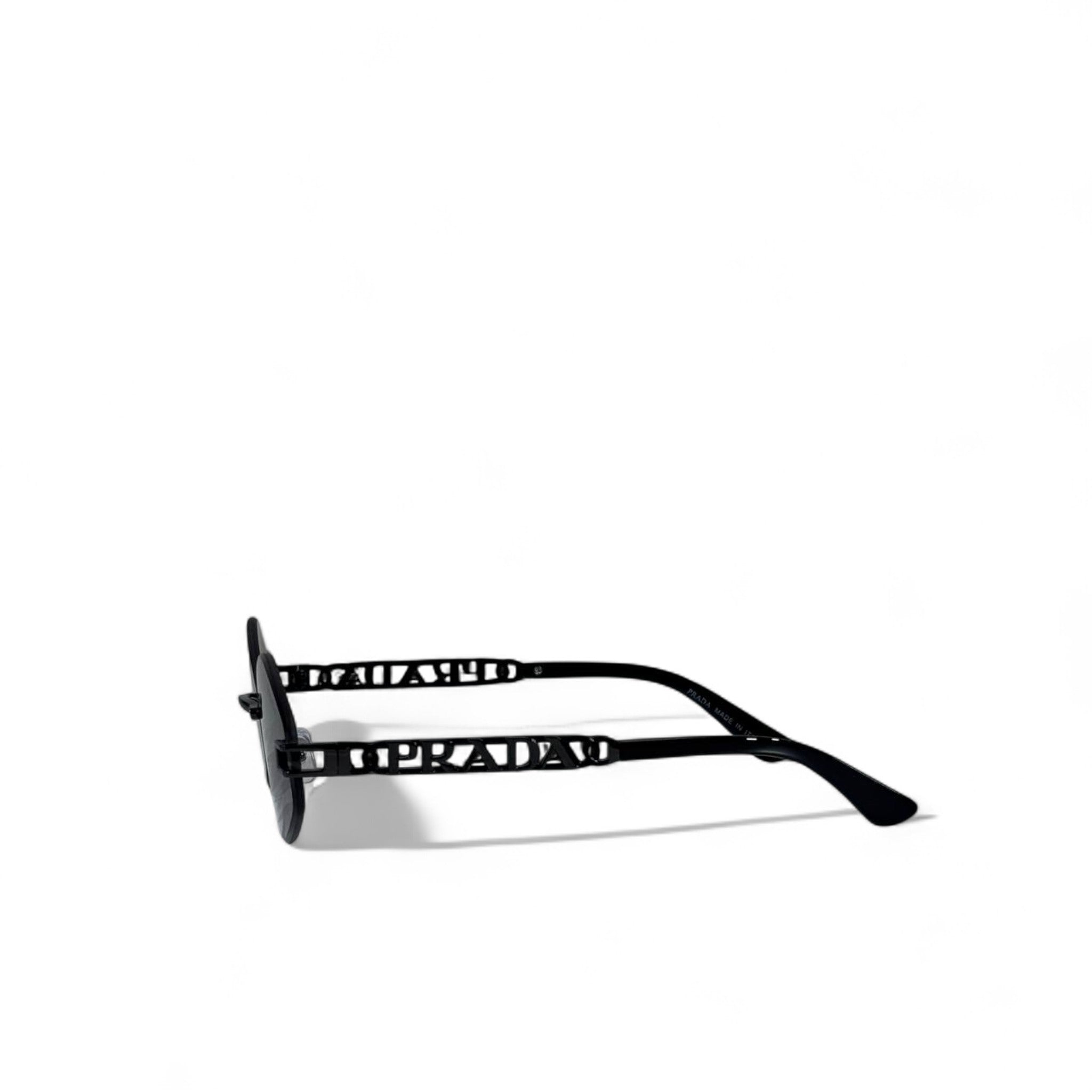 ✨ Prada Rimless Sunglasses – Black with Cut-Out PRADA Logo 🕶️👑