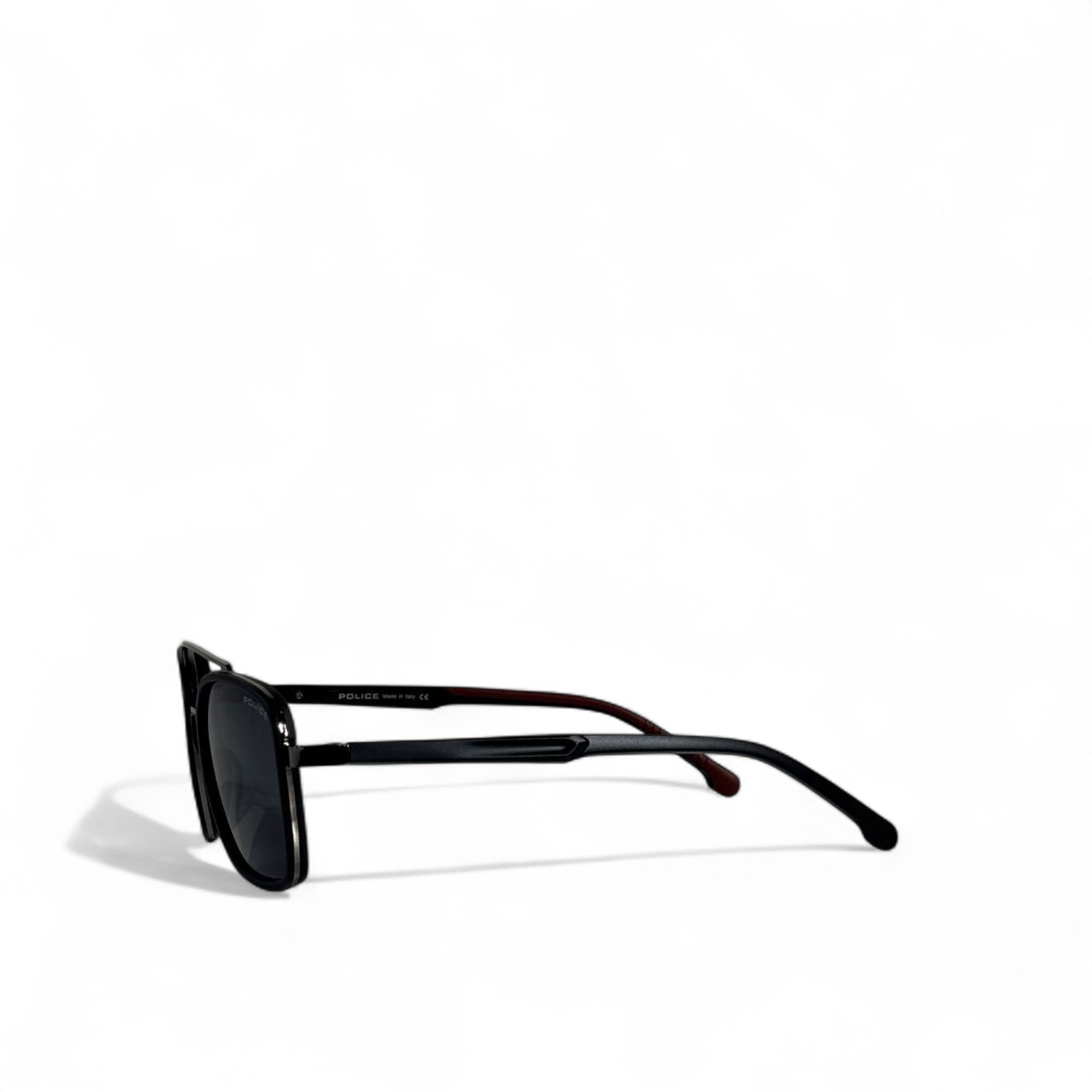 🕶️ Police Sunglasses – Black Square Aviator Frame with Dark Lenses ✨